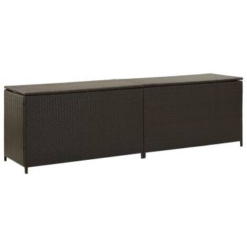 Garden Storage Box Poly Rattan 200x50x60 cm - Brown | HipoMarket