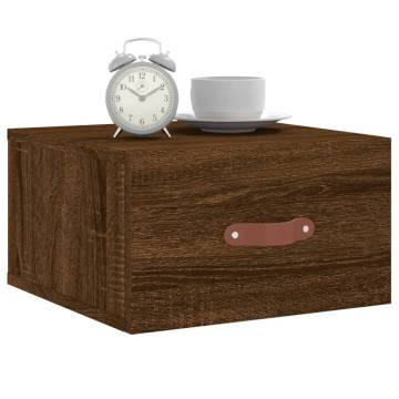 Wall-mounted Bedside Cabinet Brown Oak | 35x35x20 cm