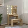 Stylish Dressing Table Set with LED - Sonoma Oak | HipoMarket