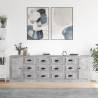 3-Piece Concrete Grey Engineered Wood Sideboards - Stylish Storage