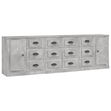 3-Piece Concrete Grey Engineered Wood Sideboards - Stylish Storage