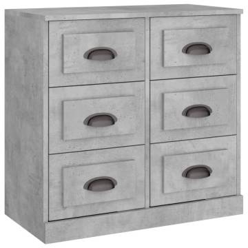 3-Piece Concrete Grey Engineered Wood Sideboards - Stylish Storage