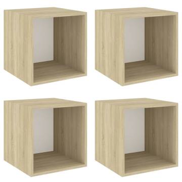 Wall Cabinets 4 pcs - White & Sonoma Oak | Hipomarket UK