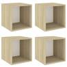 Wall Cabinets 4 pcs - White & Sonoma Oak | Hipomarket UK