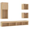 5 Piece TV Wall Units with LED in Sonoma Oak | Hipomarket