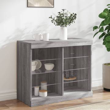 Modern Sideboard with LED Lights - Grey Sonoma 81x37x67 cm