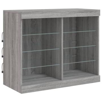 Modern Sideboard with LED Lights - Grey Sonoma 81x37x67 cm