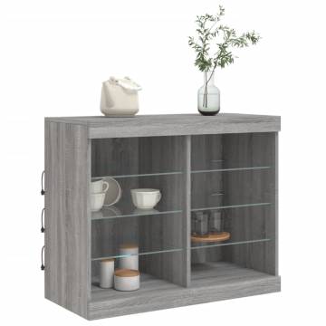 Modern Sideboard with LED Lights - Grey Sonoma 81x37x67 cm