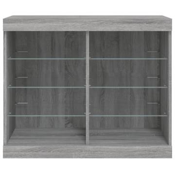 Modern Sideboard with LED Lights - Grey Sonoma 81x37x67 cm