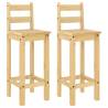 Rustic Bar Chairs - 2 pcs Solid Pine Wood | HipoMarket UK