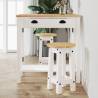 3 Piece Bar Set White Solid Wood Pine Colour white Number of 2 