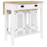 3 Piece Bar Set - White Solid Wood Pine for Stylish Seating