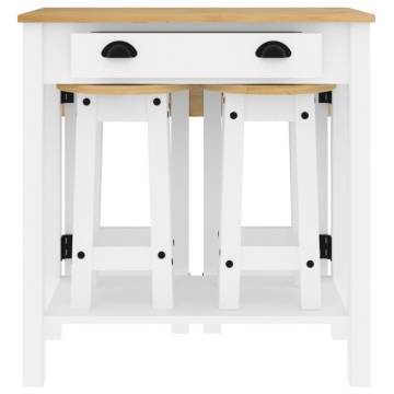 3 Piece Bar Set - White Solid Wood Pine for Stylish Seating