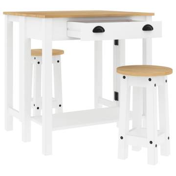 3 Piece Bar Set - White Solid Wood Pine for Stylish Seating