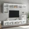 8 Piece TV Wall Units with LED - White Engineered Wood