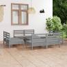 9 Piece Garden Lounge Set - Grey Solid Pinewood