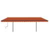 Manual Retractable Awning with LED - 6x3.5m - Orange & Brown