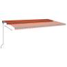 Manual Retractable Awning with LED - 6x3.5m - Orange & Brown