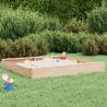 Sandbox with Seats Square Solid Wood Pine Colour natural pine Size 160 x 160 x 20 cm Quantity in Package 1 