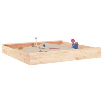 Square Solid Wood Pine Sandbox with Seats for Kids