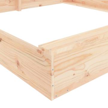 Square Solid Wood Pine Sandbox with Seats for Kids