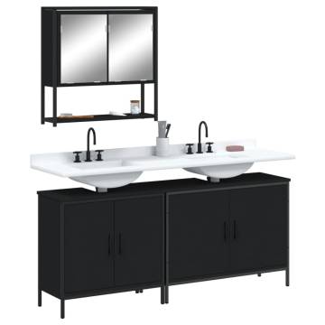 3 Piece Black Bathroom Furniture Set - Stylish & Space-Saving