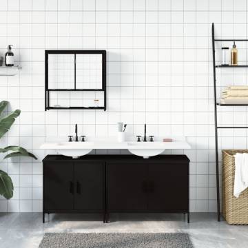 3 Piece Black Bathroom Furniture Set - Stylish & Space-Saving