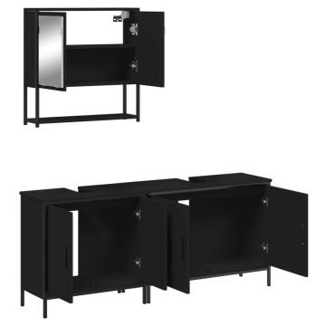 3 Piece Black Bathroom Furniture Set - Stylish & Space-Saving