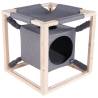 Quapas! Grey Cat Bed with Hammock - Catcube M 54x54x54 cm