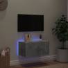 Stylish TV Wall Cabinet with RGB LED Lights - Concrete Grey