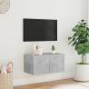 Stylish TV Wall Cabinet with RGB LED Lights - Concrete Grey