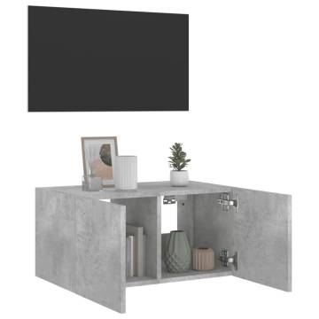 Stylish TV Wall Cabinet with RGB LED Lights - Concrete Grey