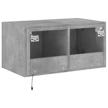 Stylish TV Wall Cabinet with RGB LED Lights - Concrete Grey