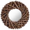 Teak Round Wall Mirror - 40 cm Rustic Style Décor