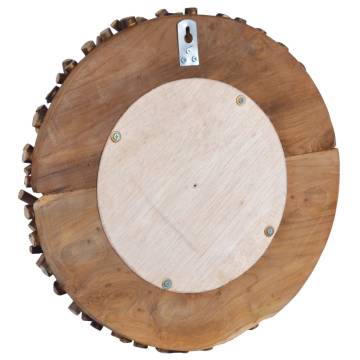 Teak Round Wall Mirror - 40 cm Rustic Style Décor