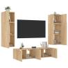 6 Piece TV Wall Units with LED Sonoma Oak Engineered Wood Colour sonoma oak Quantity in Package 1 