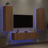 6 Piece LED TV Wall Units - Sonoma Oak Engineered Wood