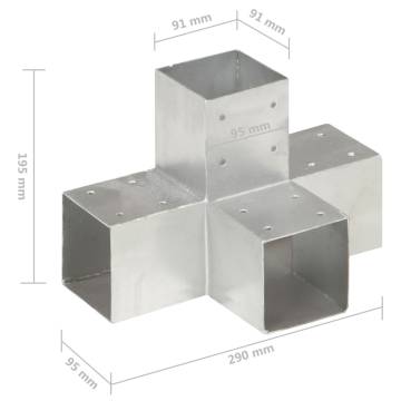 Post Connector X Shape Galvanised Metal 91x91 mm | HiPo Market