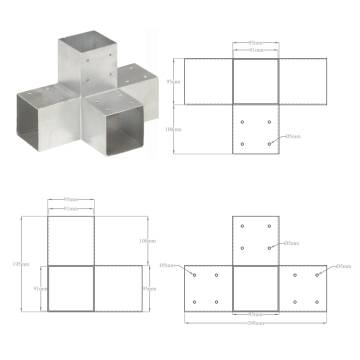 Post Connector X Shape Galvanised Metal 91x91 mm | HiPo Market