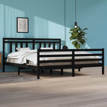 Black Solid Wood Bed Frame 200x200 cm | Hipomarket