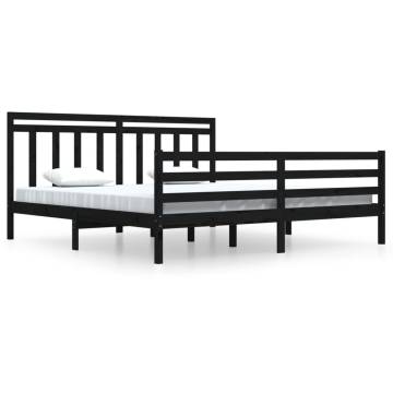 Black Solid Wood Bed Frame 200x200 cm | Hipomarket