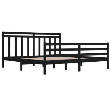 Black Solid Wood Bed Frame 200x200 cm | Hipomarket