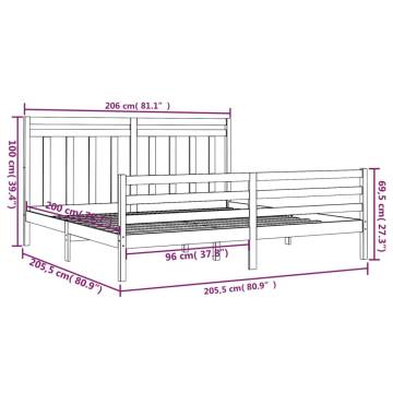 Black Solid Wood Bed Frame 200x200 cm | Hipomarket