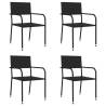 5 Piece Garden Dining Set - Black Poly Rattan | Hipomarket