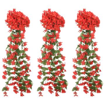 Artificial Flower Garlands - 3pcs Red 85cm | HipoMarket