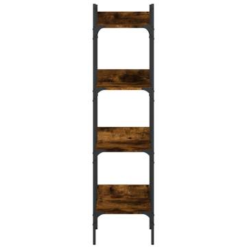 4-Tier Smoked Oak Bookshelf - Stylish Space Saver