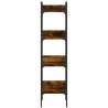 4-Tier Smoked Oak Bookshelf - Stylish Space Saver