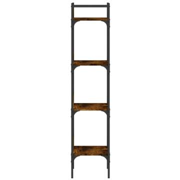 4-Tier Smoked Oak Bookshelf - Stylish Space Saver