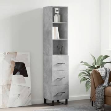 Elegant Highboard Concrete Grey - 34.5x34x180 cm | HipoMarket