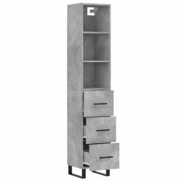 Elegant Highboard Concrete Grey - 34.5x34x180 cm | HipoMarket